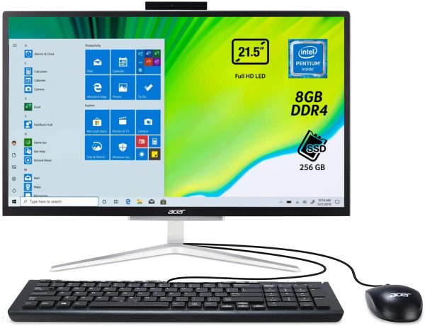 Aspire C22-820 All in one con Processore Intel Pentium J5040, RAM 8 GB DDR4, SSD 256GB M.2 SATA, Display 21.5" FHD LED LCD, Intel UHD, Wireless Lan, Tastiera e Mouse USB, Windows 10 Home, Nero - immagine 9