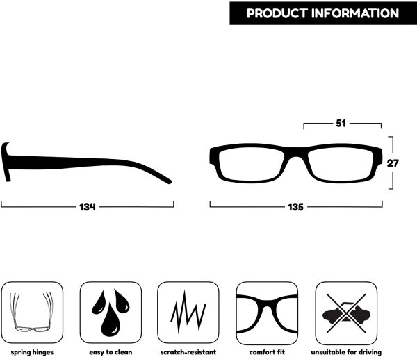 The Reading Glasses Company Nero E Grigio Leggero Comodo Lettori Valore 2 Pacco Uomo Donna Rr32-17 +1,00 - 58 Gr