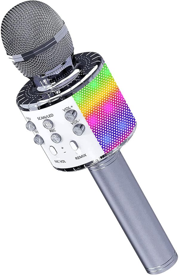 Microfono Karaoke Bluetooth, Bambini Portatile Karaoke con LED Altoparlante Cambia Voce, Microfoni Wireless Karaoke per Cantare KTV Esterno Festa, Ragazze Giochi di Famiglia Giocattolo Regalo - immagine 6