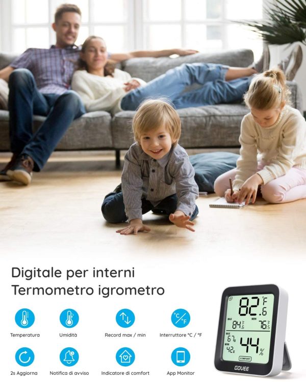 Termometro Igrometro 2 Pezzi, Termoigrometro Interno Esterno Bluetooth Digitale con App, Ambiente Misuratore di umidit?? e Temperatura e Dati conservazioni per casa Camera Serra Garage - immagine 2