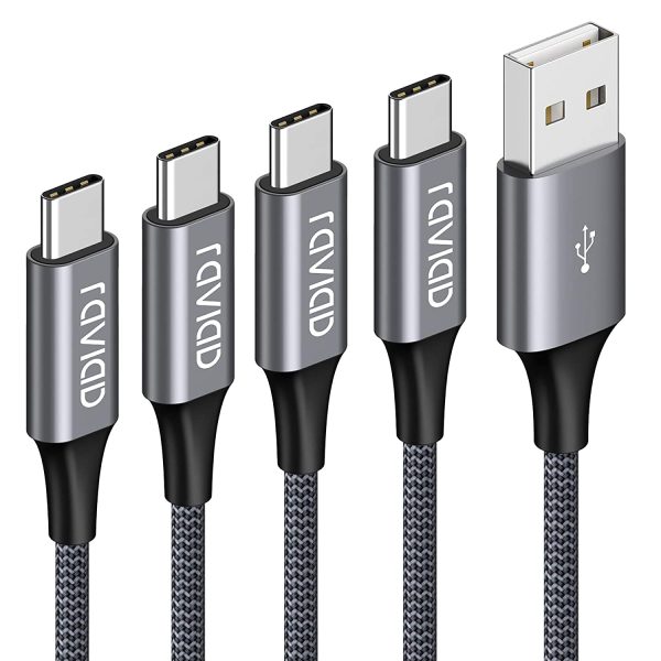 Cavo USB C, RAVIAD [4Pezzi, 0.5m 1m 2m 3m] Nylon Intrecciato Cavo USB Tipo C di Ricarica Rapida e Trasmissione per Samsung Galaxy S10/ S9/ S8 Plus, Huawei P30/ P20/ Mate20, Sony Xperia XZ (Grigio) - immagine 3