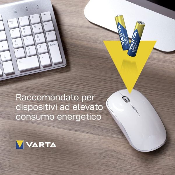 VARTA Longlife Power Batterie AAA Micro LR03 (pacco da 12) Batteria alcalina - Made in Germany - Ideali per giocattoli, torce, controller e altri dispositivi a batteria - immagine 4