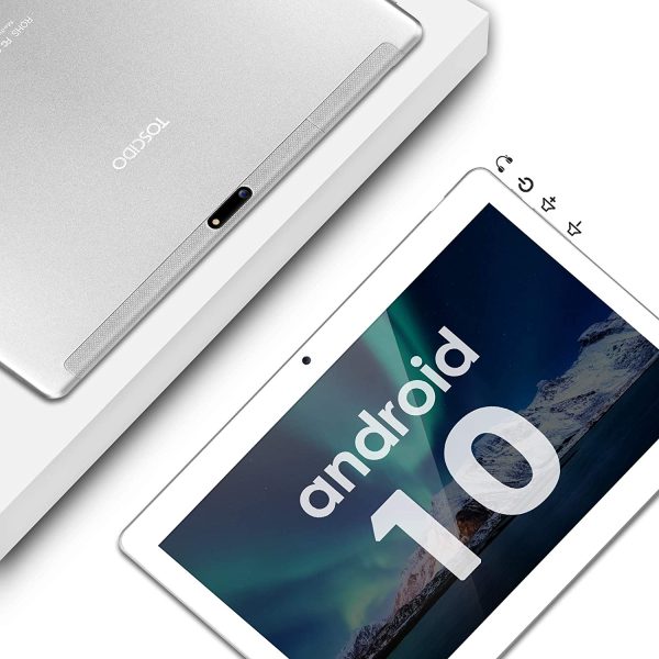 Tablet 10 Pollici 8 Core-  Android 10.0 Certificato da Google GMS Tablet 4G LTE,4 GB di RAM e 64 GB, Doppia SIM,GPS,WiFi,Ttastiera Bluetooth,Mouse,Custodia per Tablet e Altro Incluso - Silver - immagine 4