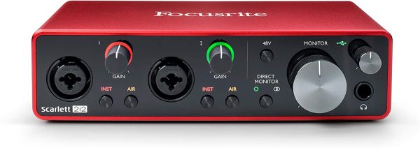 Focusrite 2i2 ScarlettInterfaccia audio USB di terza generazione & Adam Hall Stands Pad Eco Serie spadeco2 Absorber per monitor da studio, colore grigio antracite - immagine 2