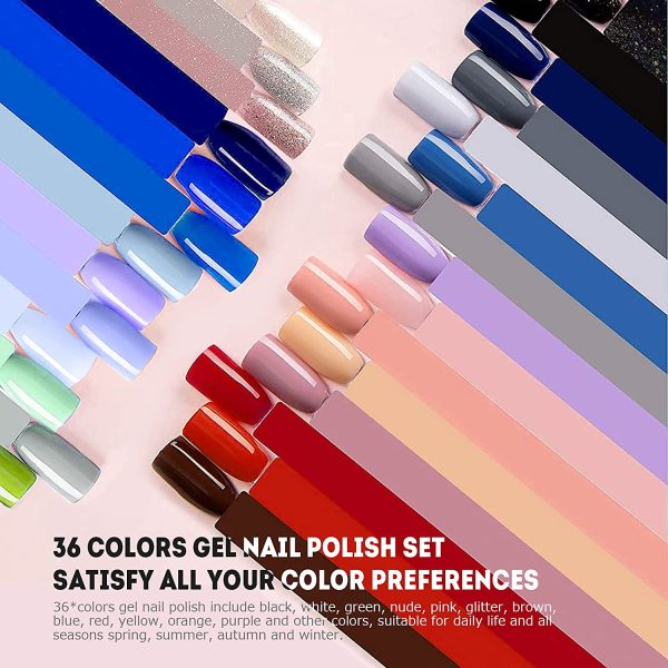 Gel Unghie Smalto Unghie 36 Colori Kit Gel Unghie??Gel Smalto per Unghie Smalto Adesivo per Unghie Unghie Gel Kit Professionale Smalti Semipermanenti per Unghie Smalto Gel Unghie UV (Multi-accessori) - immagine 5