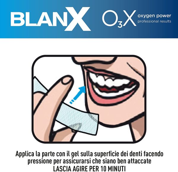 BlanX, O3X Strisce Sbiancanti, Con Ossigeno Attivo e Licheni Artici, Sbiancamento Denti, Denti Straordinariamente Bianchi - 10 Strisce - immagine 4