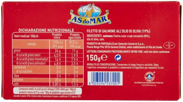 Asdomar Filetti di Salmone all'Olio di Oliva, 150g - immagine 7