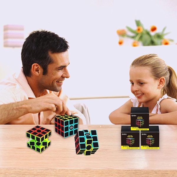 Gritin Cubo Magico, 3x3 Smooth Velocit Cubo Puzzle e Tornitura Facile, Super Resistente con Vivido Cubo Colorato per Gioco di Allenamento Mentale o Idea Regalo per Feste - immagine 5