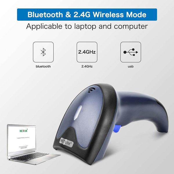 W8-X Lettore Codici a Barre 2D (2,4 G wireless e Bluetooth e cavo USB) Barcode Scanner con QR PDF417 DataMatrix Maxicode per telefoni cellulari, Android,iOS,ipad,PC,Windows,MAC OS.