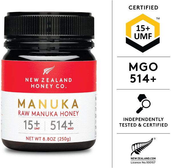 New Zealand Honey Co. Miele di Manuka MGO 514+ / UMF 15+ | Attivo e lordo | Prodotto in Nuova Zelanda | 250g - immagine 2