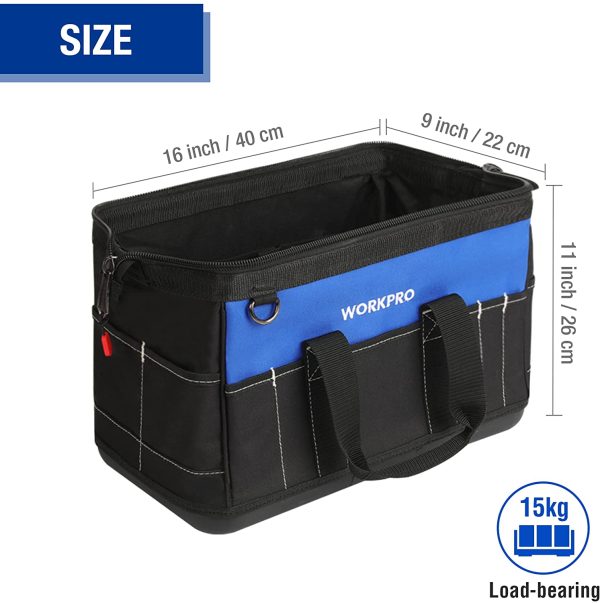 WORKPRO - Borsa portautensili a bocca larga 40,6 cm con base stampata impermeabile - immagine 2