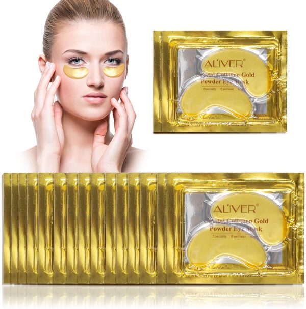 Maschera per Gli Occhi al Collagene in Gel di Cristallo Oro 24K 25 paia, Antiet?? e Rughe, Crema Idratante, per Rimuovere Borse Sotto Gli Occhi, Occhiaie, Crema Idratante, Occhi Gonfi - immagine 3