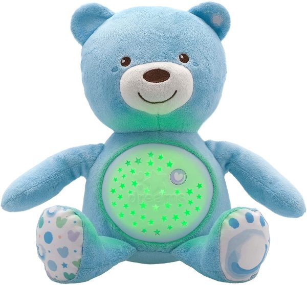 Chicco First Dreams Orsacchiotto Peluche Baby Bear, Soffice Pupazzo Proiettore con Luce Notturna Bambini, Effetti Luminosi e Rilassanti Melodie, Azzurro - Giochi Neonato 0 Mesi + - immagine 3