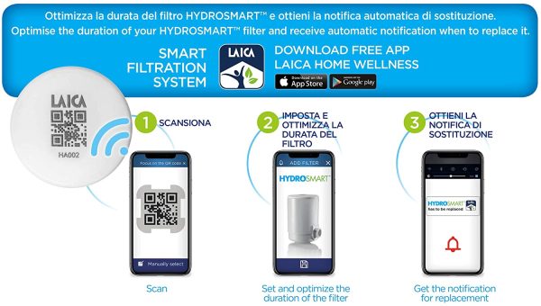 FR01A Hydrosmart Componente di Ricambio per Filtro Rubinetto, 900 lt di Acqua Filtrata, Riduce: Cloro, Microplastiche, Erbicidi e Altri Ancora, 100% Made in Italy, Bianco - immagine 3