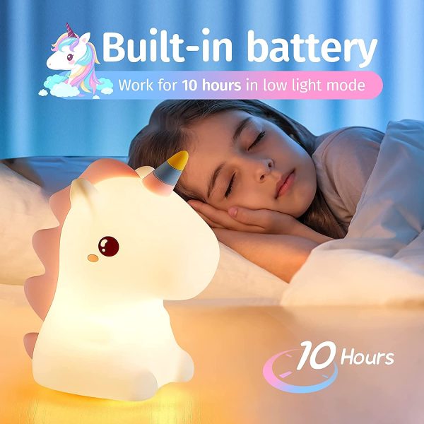 Luce Notturna Bambini, Unicorno Bambina Regalo Battesimo,16 Multicolori Silicone Lampada Notturna per Bambini, USB Ricaricabile LED Luci Notturne per Bambini Cameretta Bambina Regalo Neonato