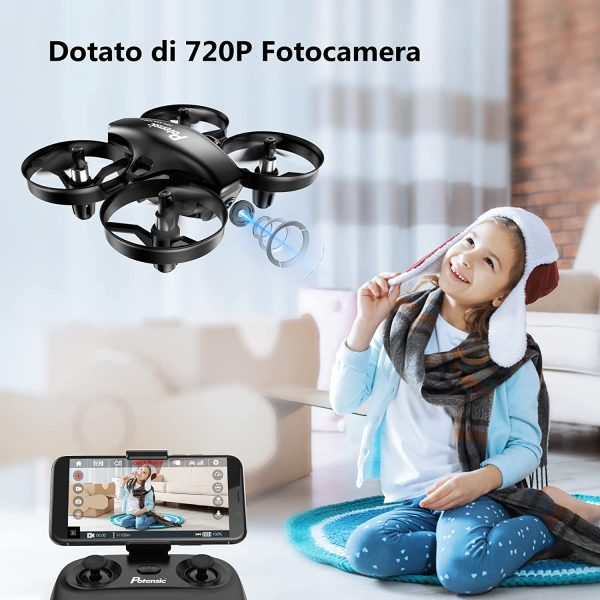 Potensic Mini Drone con Tre Batterie con Telecamera HD A20W WiFi FPV RC Quadricottero 2.4GHz Giroscopio a 6 Assi Mantenere l'Altitudine, Modalit?? Senza Testa per Bambini Principianti - immagine 6