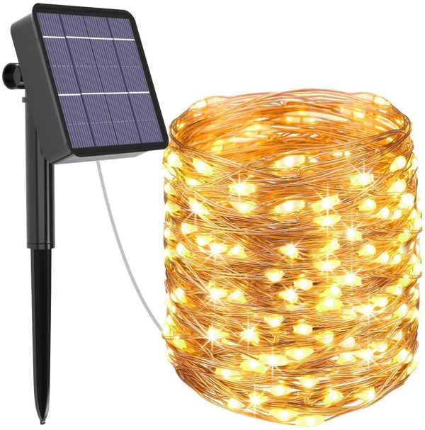 Catena Luminosa Solare,  26M Stringa Luci Solari 240 LED / 8 Modi, Impermeabili Luci Decorative da Interni e Esterni per Festa, Giardino, Natale, Halloween, Matrimonio (Bianco Caldo) - immagine 6