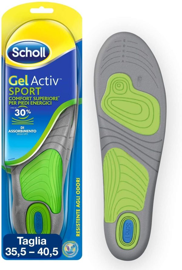 Scholl Gel Activ Sport Solette Sportive per Donna, Taglia 35.5 - 40.5 EU, 1 Paio