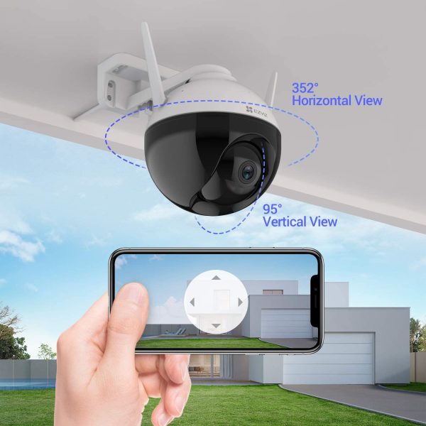 Telecamera Wi-Fi Esterno 1080p, Telecamera Motorizzata per Esterni con Copertura a 360 ??, Visione Notturna Fino a 30m, Rilevamento di persone, Impermeabile, Funziona con Alexa Modello C8C Lite - immagine 2