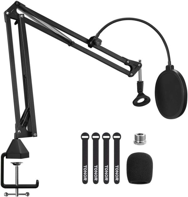 Supporto per Microfono, TONOR Supporto per Mic a Forbice con Braccio Regolabile a Sospensione con Filtro Pop, Mic Clip, Morsetto Potenziato Aggiornato per Blue Yeti Nano Snowball e Altri Mic (T20) - immagine 8