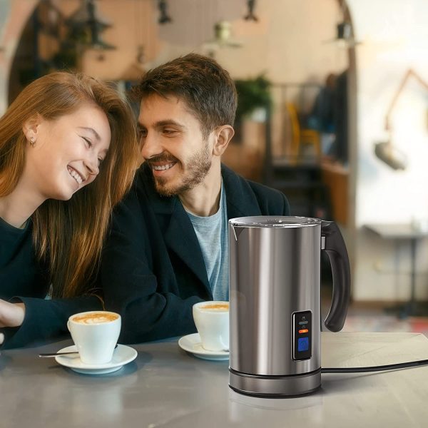 Montalatte Elettrico, 500W Riscaldalatte in Acciaio Inox con Funzione Latte Caldo e Freddo, Schiumatore Automatico per Caff??, Cioccolata Calda, Caff?? Macchiato, Cappuccino, Scaldalatte Elettrico - immagine 2