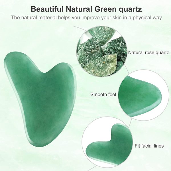 Gua Sha Jade Guasha Viso Pietra di Giada Naturale Fatto a Mano Massaggio Viso Rassodare La Pelle Antiet?? e Riduzione Delle Rughe Su Viso e Collo - immagine 3