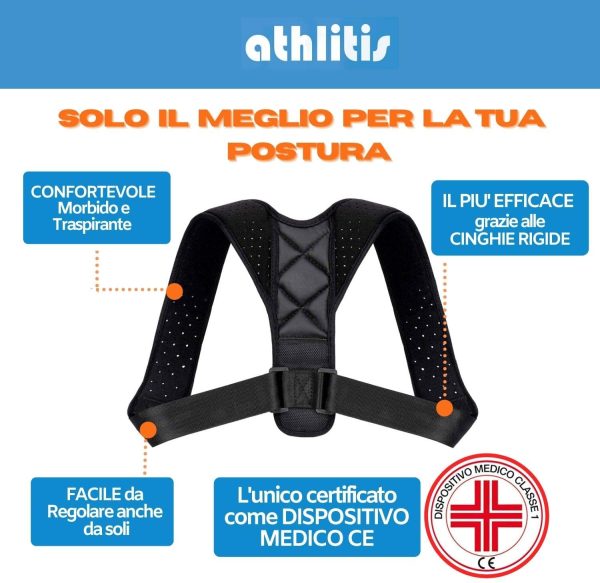 Correttore Postura Uomo Donna, DISP. MEDICO CE, Fascia Posturale Spalle e Schiena Traspirante Regolabile, Supporto per Schiena Dritta e Raddrizza Spalle, Fascia Elastica ed E-Book - immagine 2