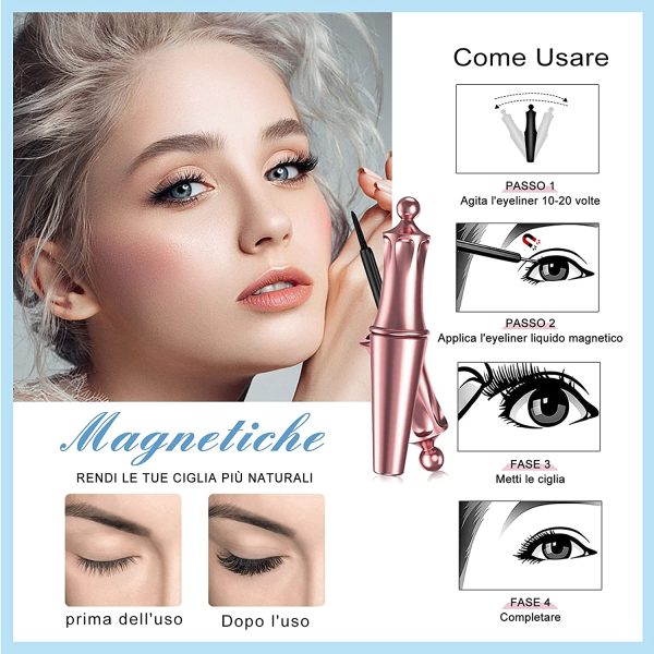 Ciglia Magnetiche, Ciglia Finte Magnetiche Con Bellissimo Specchietto E Magnetiche Eyeliner - immagine 2