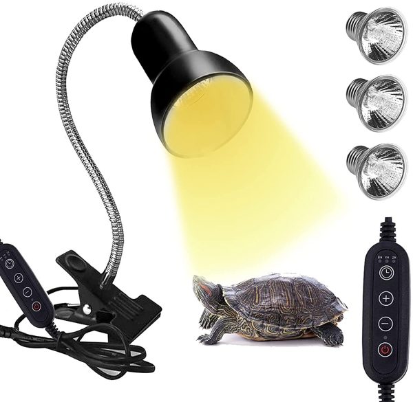 Lampada Tartaruga Illuminazione con Timer, Lampada uvb Tartarughe, UVA e UVB Lampada Riscaldante Rettile per Acqua,Tartarughina,Anfibi,Drago Barbuto,Lucertola,Serpente(3 lampadine incluse) - immagine 3