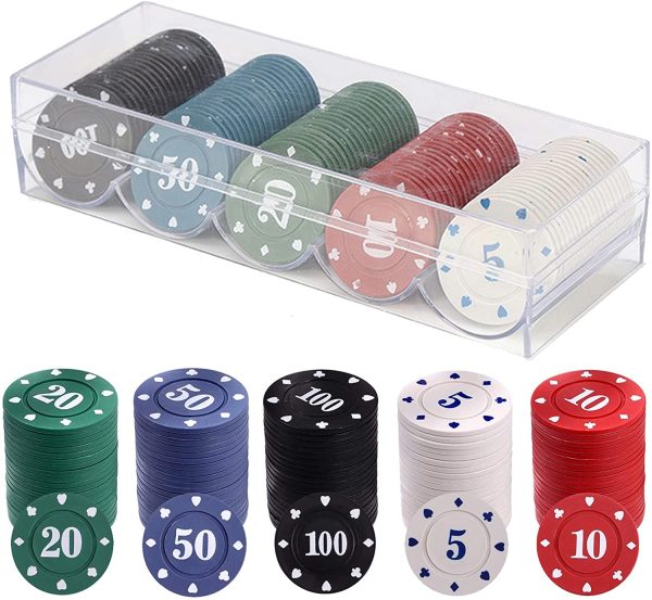 Fiches Da Gioco In Plastica Fiches Da Bingo Fiches Da Poker Plastica Casin?? Fiches Da Poker con Scatola per Bambini Apprendimento Pennarelli Ricompensa Poker Chips Party Carnival 100 Pezzi 5 Colori - immagine 7