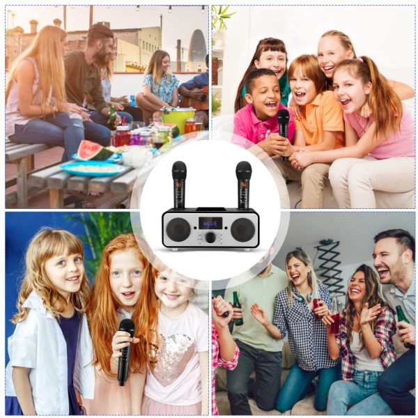 Casse Bluetooth Karaoke con 2 Microfono wireless Pu?? Elimina la canzone originale Impianto Stereo casa Cassa Portatile Bluetooth potente per Casa cantare Party Adulti Bambini (Nero) - immagine 7