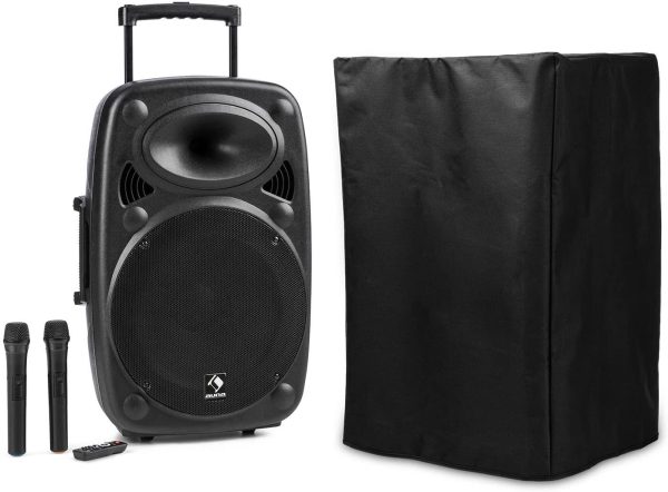 AUNA Streetstar 12 - Set Cassa Trolley + Custodia, Impianto Karaoke Portatile, 2 Microfoni Wireless, 40 Watt RMS, Subwoofer 12", Bluetooth, Porta USB SD MP3, OUC, AUX, Nera - immagine 7