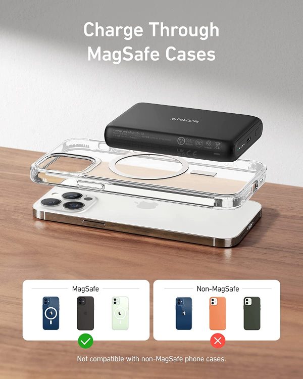 Anker Caricabatterie Portatile Wireless Magnetico, Power Bank Wireless 5K Magnetico PowerCore con Cavo USB-C, compatibile con iPhone 13/iPhone 12 serie - immagine 5