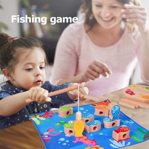 rolimate Gioco di Pesca Magnetico Giocattolo Impilabile in Legno, 4 in 1 Giochi Montessori Stacking Gioco dell Equilibrio, Giochi per attivit?? Motorie Miglior Regalo per 3 4 5+ Anni Ragazzo Ragazza - immagine 2