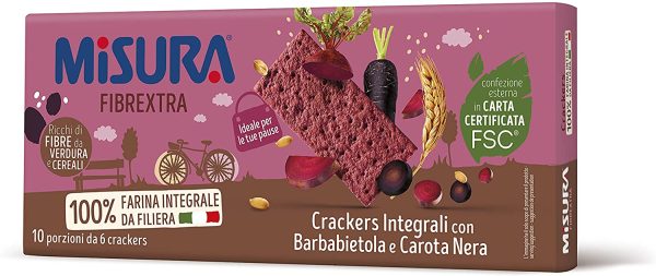 Misura Crackers Integrali con Barbabietola e Carota Nera Fibrextra | 15% di Fibre e 100% Farina Integrale | Confezione da 385 grammi - immagine 4