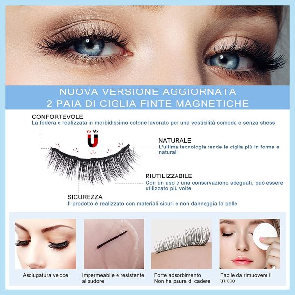 Ciglia Magnetiche, Ciglia Finte Magnetiche Con Bellissimo Specchietto E Magnetiche Eyeliner - immagine 4