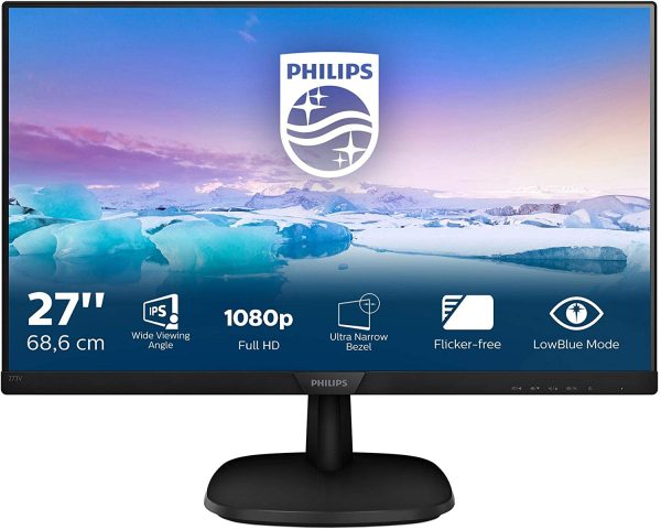 Philips 273V7QDAB Monitor 27" LED IPS Full HD, 4 ms, 3 Side Frameless, Low Blue Mode, Flicker Free, HDMI, DVI, VGA, Attacco VESA, Audio Integrato, Nero - immagine 5