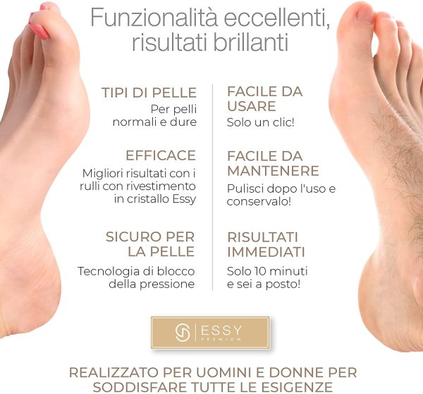 Pedicure Elettrico Professionale Piedi Calli Talloni Screpolati Lima Elettrica per Piedi Togli Calli Pelle Secca Dura Esfoliante Kit per Calli e Duroni con 5 Rulli Ricambio Electric Foot File - immagine 3