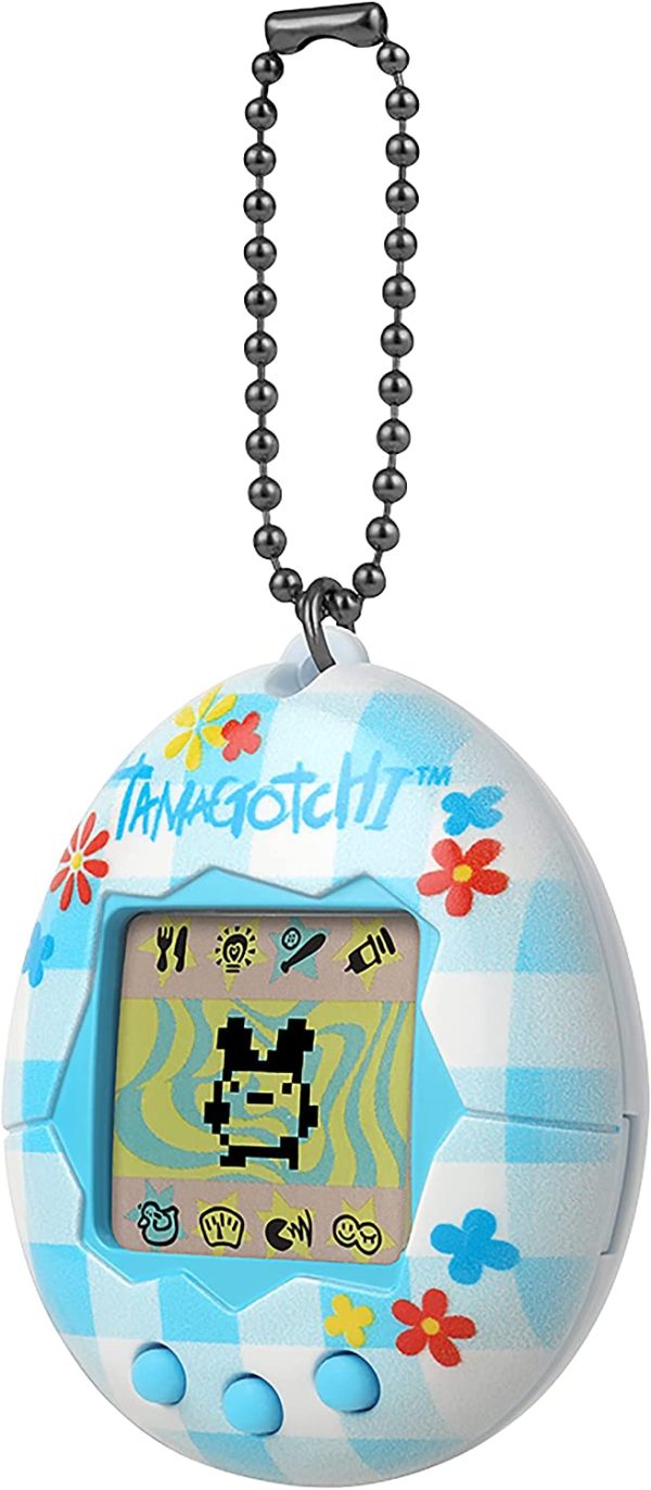 TAMAGOTCHI- Bandai, Gen 2, Conchiglie Floreali a Quadretti con Catena, l'animale Domestico Originale di Realt?? virtuale, Multicolore, 42880