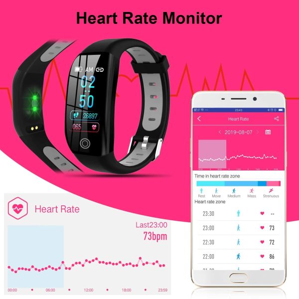 Tipmant Orologio Fitness Tracker Uomo Donna Smartwatch Bracciale Cardiofrequenzimetro da Polso Impermeabile IP68 Contapassi Smartband Sportivo Braccialetti per Android iPhone Samsung Huawei Xiaomi - immagine 6