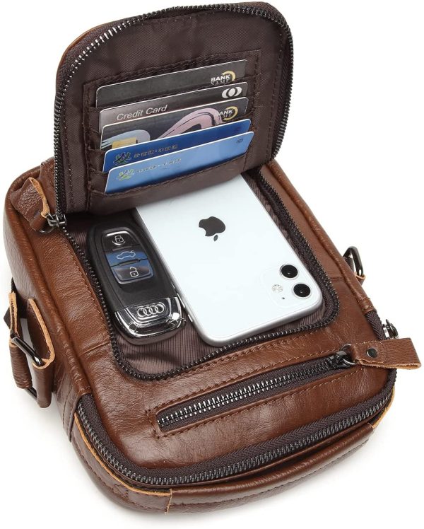 Borsello Uomo Pelle, Borsa a Tracolla Piccola Borsa da Uomini in Vera Pelle Casuale Borse Messenger per iPad iPhone e Viaggio Attivit?? Commerciale (Marrone Rossastro)