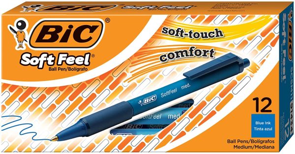 Bic Soft FeelClic Grip Penna a Sfera, a Scatto, Punta Media da 1,0mm, Confezione da 12 Pezzi, Colore Blu - immagine 3