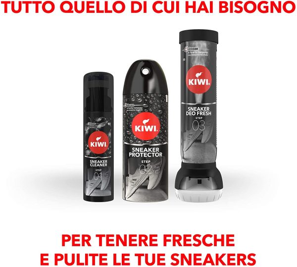 KIWI Sneaker Care Cleaner, Schiuma Detergente per Pulizia a Secco delle Scarpe da Ginnastica, Delicata e adatta a qualsiasi tipo di Sneakers, Confezione da 75 ml - immagine 2