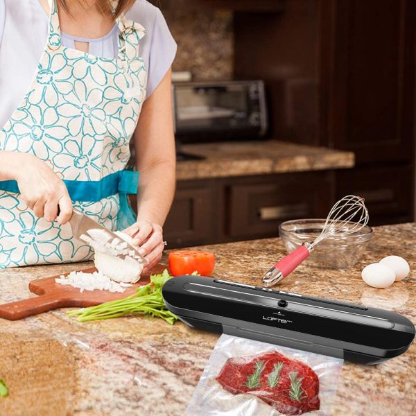 Macchina Sottovuoto per Alimenti Professionale LOFTER Sigillatrice Sottovuoto Automatica Portatile Vacuum Sealer Sigillatore a Vuoto Macchinetta Cibi Sottovuoto con 10 Sacchetti e 1 Tubo (80 watt)