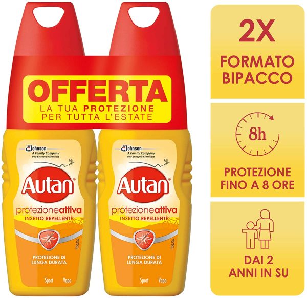 Autan Active Vapo Bipacco, Insetto Repellente e Antizanzare, Lunga Durata, 2 Confezioni da100 ml - immagine 4