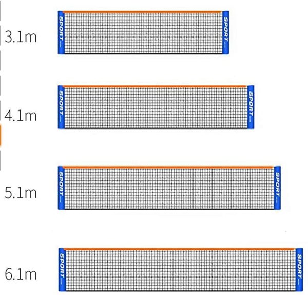 Anjinguang Rete da badminton, portatile, di ricambio per badminton, tennis, pallavolo per bambini, pickleball, facile da installare, rete in nylon, per interni ed esterni, solo rete, 3/4/5/6 metri - immagine 2