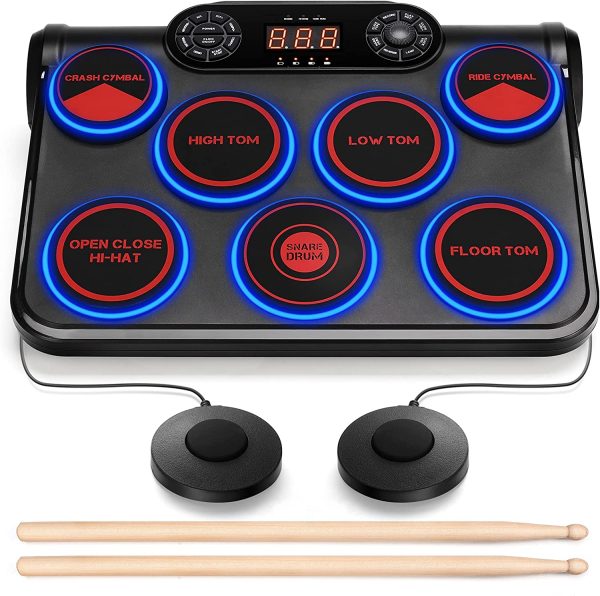 E-Drums Kit, WekiiStar Batteria Elettronica con 7 Pad Sensibili Alla Velocit??, Batteria con Connessione USB-MIDI, Batteria Elettronica MIDI DTC per Principianti - immagine 3