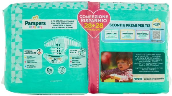 Pampers Baby Dry Pannolini, Taglia Midi, Confezione da 56 Pannolini - immagine 4