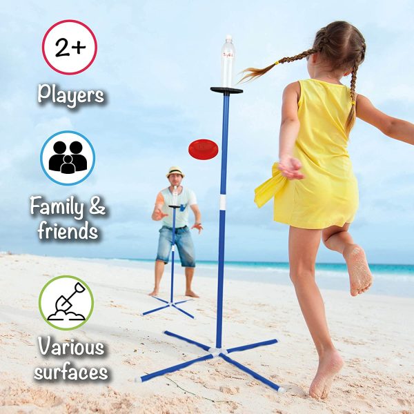 Toyfel Gioco con Fresbee e Bottiglie - Gioco di Gruppo con Frisbee - freesbe Gioco per Bambini e Adulti - Bottle Bash Frisbee all'aperto per Bambini e Adulti - Serie Miles - immagine 2