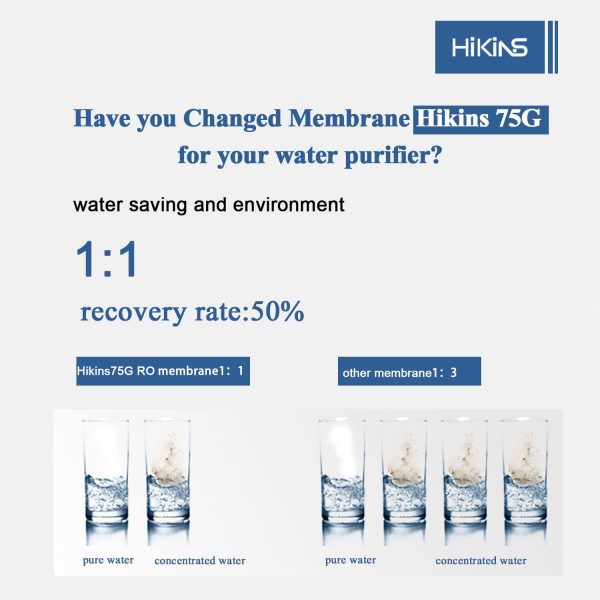 Hikins universale osmosi inversa membrana 50/75/100/125/150GPD for home bere Ro sistema di filtraggio dell' acqua a stadi 1-pack. 1812-75G [Classe di efficienza energetica A+++] - immagine 8